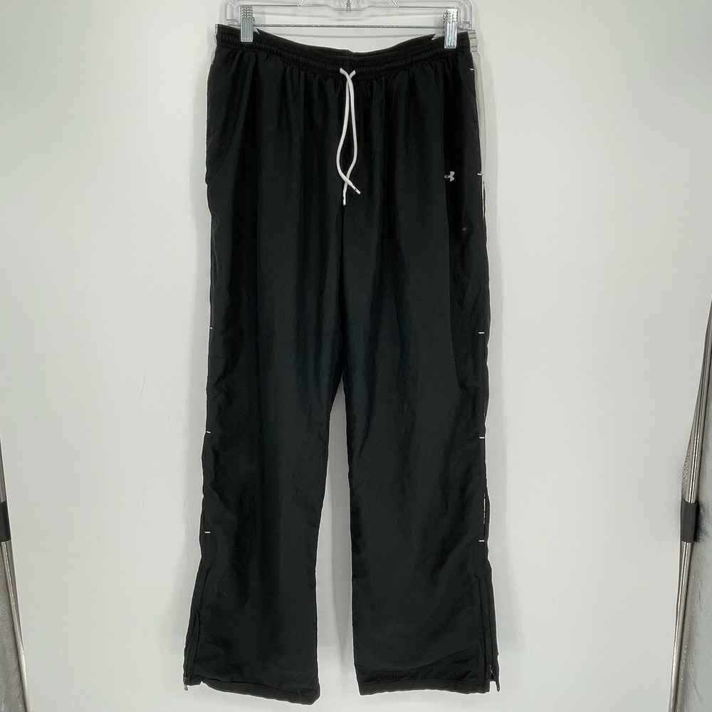Under Armour Men's Black Mesh Lined Ankle Zip Windbreaker Track Pants Size L